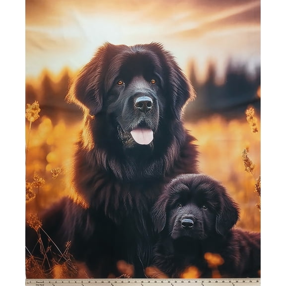 36" X 44" Panel Newfoundland Dog Dogs Pets Puppies Newfies Mook Fabrics Cotton Fabric Panel (139591)