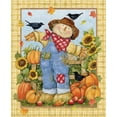 thumbnail image 1 of 36" X 44" Panel Scarecrow Autumn Fall Leaves Harvest Time Sunflowers Pumpkins Cotton Fabric Panel (80712-6470712), 1 of 1