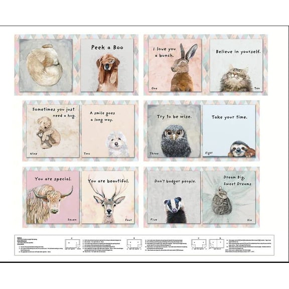 36" X 44" Panel Sweet Child of Mine Soft Cover Baby Book Panel Animals Phrases Studio E Fabrics Cotton Fabric Panel (8671BP-19)