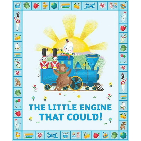 36" X 44" Panel The Little Engine That Could Kids Children's Book Train Cotton Fabric Panel (P9996-Panel)