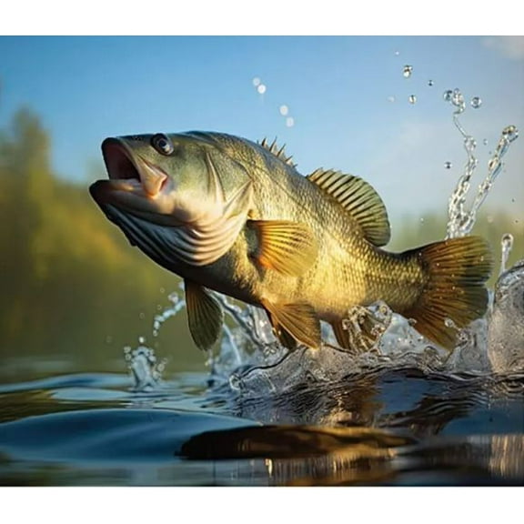 36" X 44" Panel Wildlife Fish Perch Lakes Water Multicolor Cotton Fabric D688.93