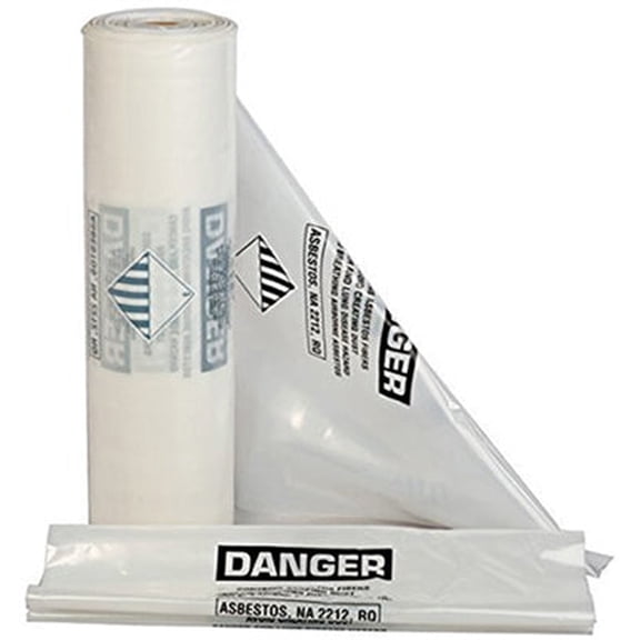 36" X 60" Clear Printed Asbestos Disposal Bags 2.1 Mil