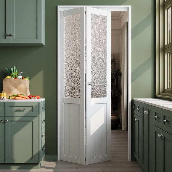 36" X 80" Glass and Manufactured Wood Bi-Fold Door with Hardware Kit