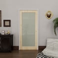 thumbnail image 1 of 36" X 80" Interior Frosted Glass Door Slab Pine Solid Wood Pantry Standard Door For Sliding Closet Door, 1 of 7