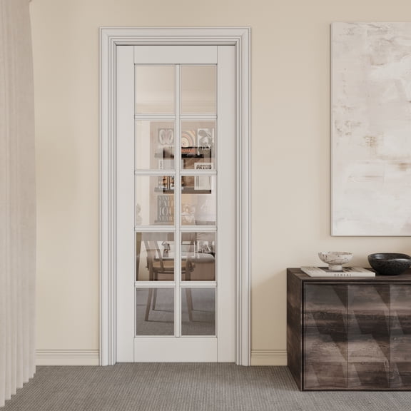 36" X 80" Interior Sliding Pocket Doors 10-Lite Clear Glass Sliding Door With Hardware & Soft Close