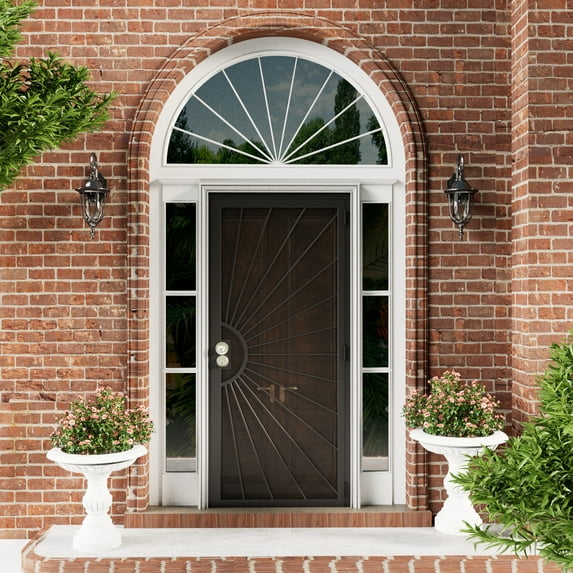 36" X 80" Prehung Door Security door Universal/Reversible Hinging Surface Mount Steel Security Door With Perforated Metal Screen With Lock