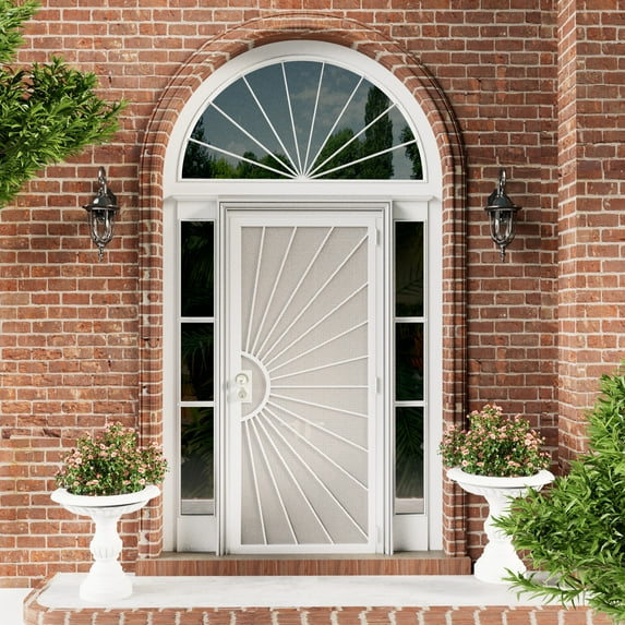 36" X 80" Prehung Door Security door Universal/Reversible Hinging Surface Mount Steel Security Door With Perforated Metal Screen With Lock