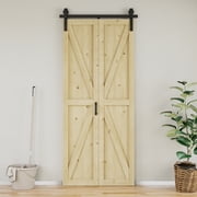 36 X 84 Pine Solid Core Wood Unfinished K Bi-Fold Barn Door With Installation Hardware Kit