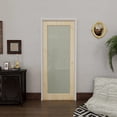 thumbnail image 1 of 36" X 96" Interior Frosted Glass Door Slab Pine Solid Wood Pantry Standard Door For Sliding Closet Door, 1 of 7