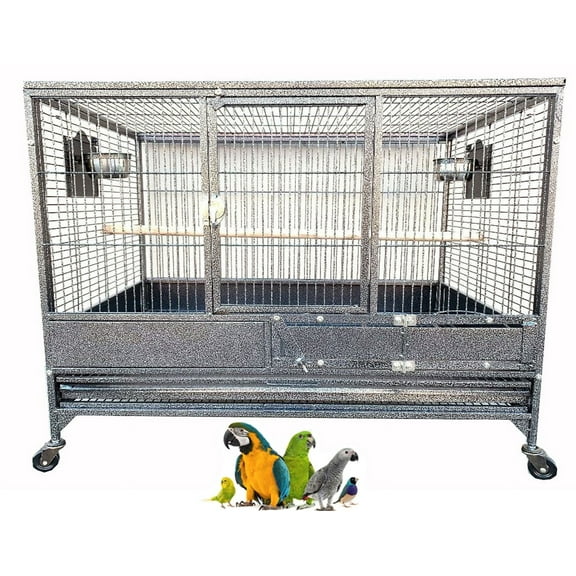 36" X-LARGE Deluxe Single Stacker Breeding Breeder Bird Parrot Rolling Cage 1/2" Bar Spacing African Grey Small Quaker Amazon Cockatiels Sun Parakeet Green Cheek Conure Dove Lovebird Budgies