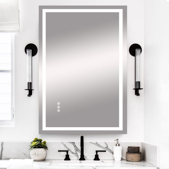 36"X28" Frameless Bathroom LED Mirror,Anti-Fog,Dimmable,Wall Mounted Horizontal/Vertical Lighted Mirror,LED Vanity Mirror