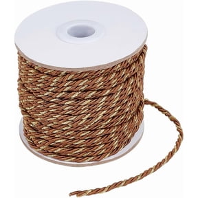 36 Yards 3-Ply Twisted Cord 3mm Metallic Rope Brown Decorative Cord Shiny Silk Rope String Honor Cords for DIY Home Handfasting Graduation Decor Gift Bag Drawstrings Costume