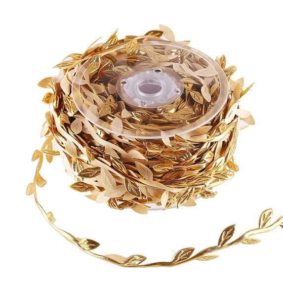 36 Yards Artificial Gold Leaf Ribbon Trim for Wreath Making and ...