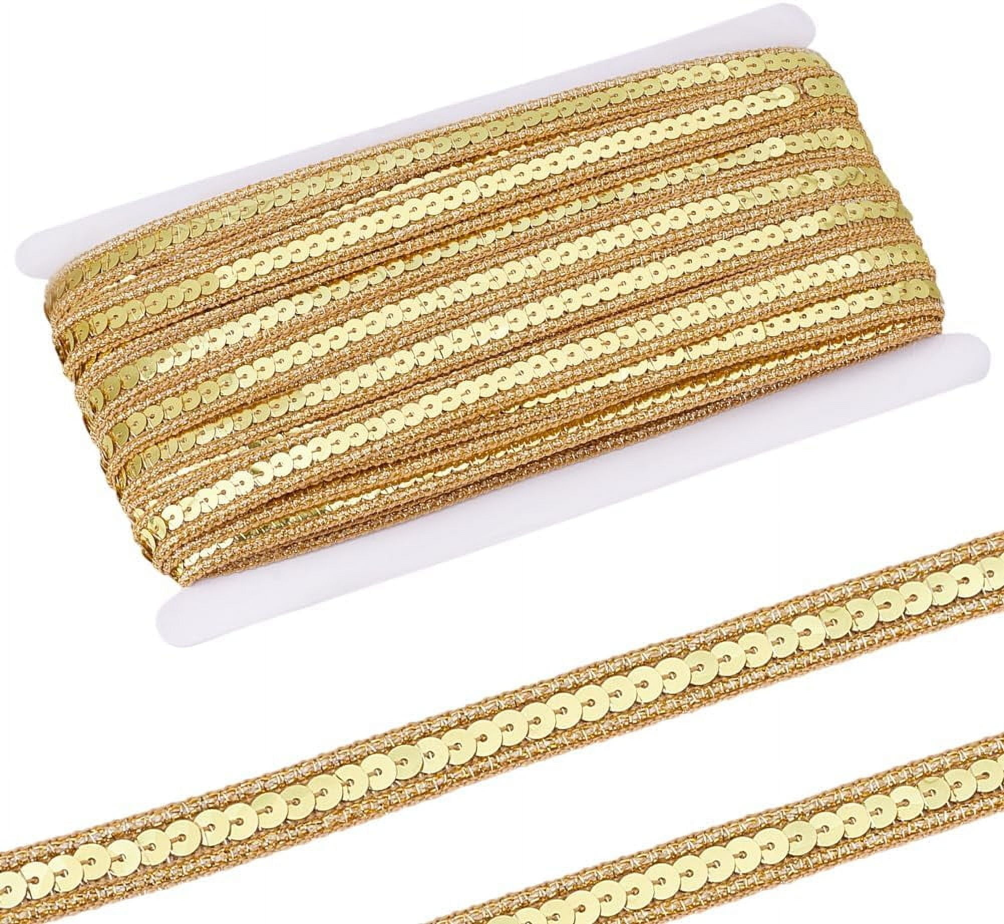 36 Yards Golden Sequin Ribbon Trim 13mm Sequin Braid Trim Flat Glitter ...