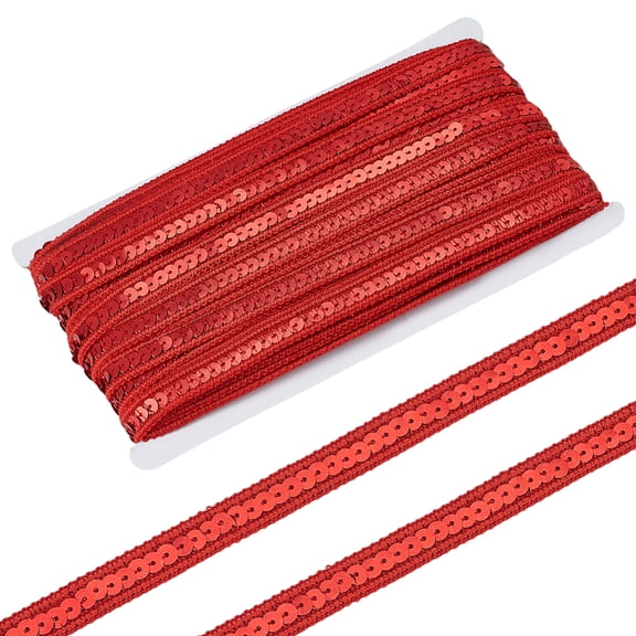 36 Yards Red Polyester Sequins Braid Trim Flat Glitter Ribbon Paillette Sequins Lace Trim
