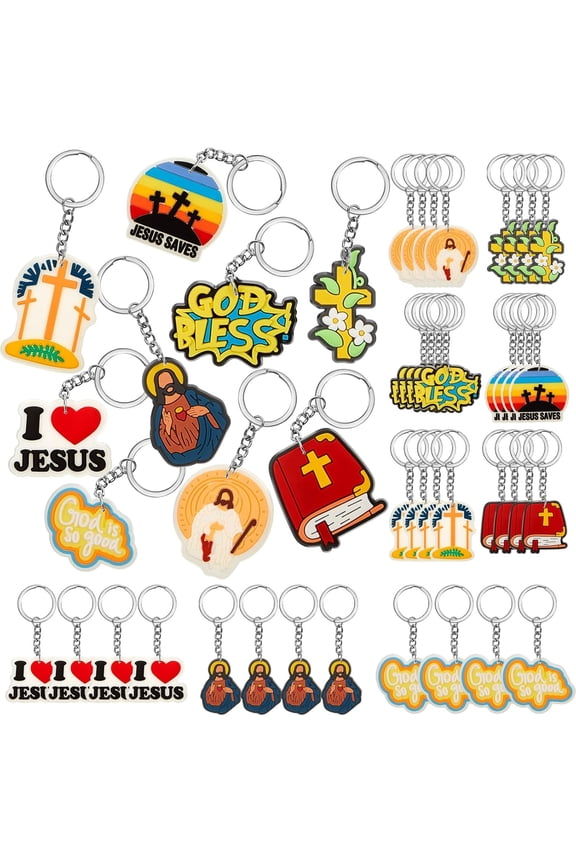 36 count Christian Keychains Verse Key Chains Bulk for Women Religious Christian Prizes Cross Scripture Gifts Christmas Church Party Favors Supplies