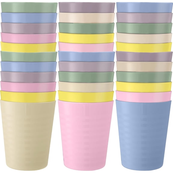 36 cups, 8 oz plastic drinking cup, drop-proof, reusable, stackable, 6 kinds of colorful colors, suitable for baby, can be placed in the dishwasher (Macaron color system)
