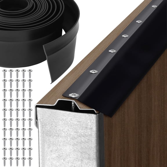 36 ft Garage Door Top and Side Seal PVC with 50 Screws Garage Door Seals Weatherproofing Seal Strip Insulation Universal Sealing Professional(Black)