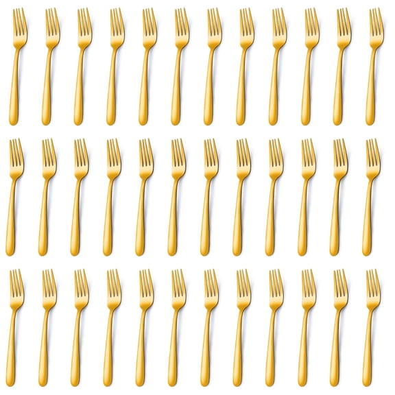 36 gold fork set (8 inches), fork silverware, mirror polished fork set, small household fork, kitchen, dining room, dishwasher safe