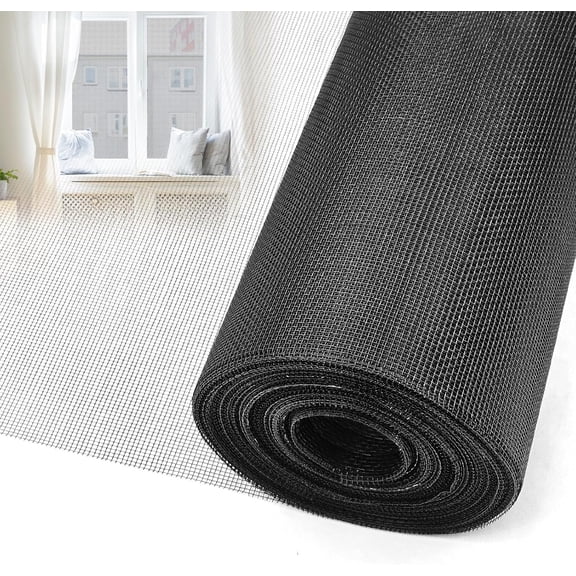 36 in 100 ft Window Screen Mesh, Fiberglass Replacement, Mesh Roll for Window, Door, Patio, Porch (Black)