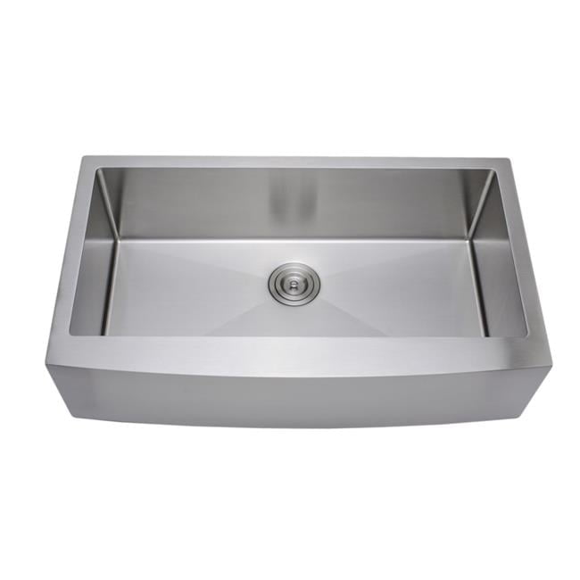 36 in. 16 Gauge Handcrafted Arched Apron Front Farmhouse Single Bowl Stainless Steel Kitchen Sink