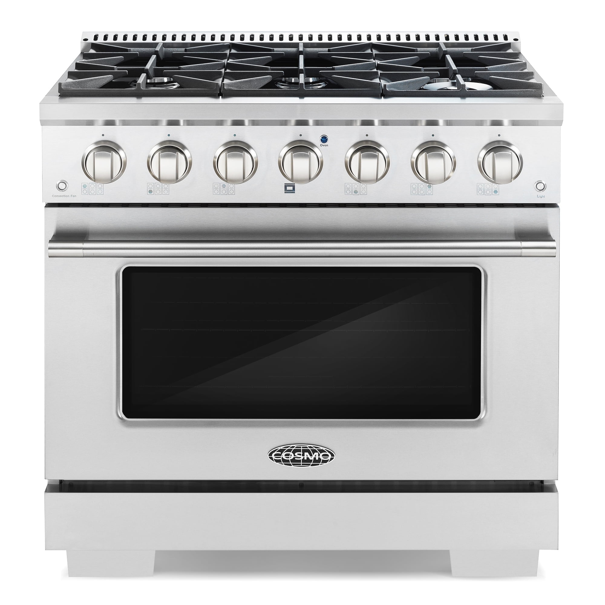 36-Inch Stainless Steel Gas Range with 6 Burners and Convection Oven