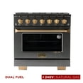 thumbnail image 1 of 36 in. 5.2 cu. ft. Dual Fuel Range Natural Gas Sealed Burners Titanium Stainless, 1 of 16