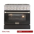 thumbnail image 1 of 36 in. 5.2 cu. ft Dual Fuel Range for Natural Gas Sealed Burners in Black., 1 of 12