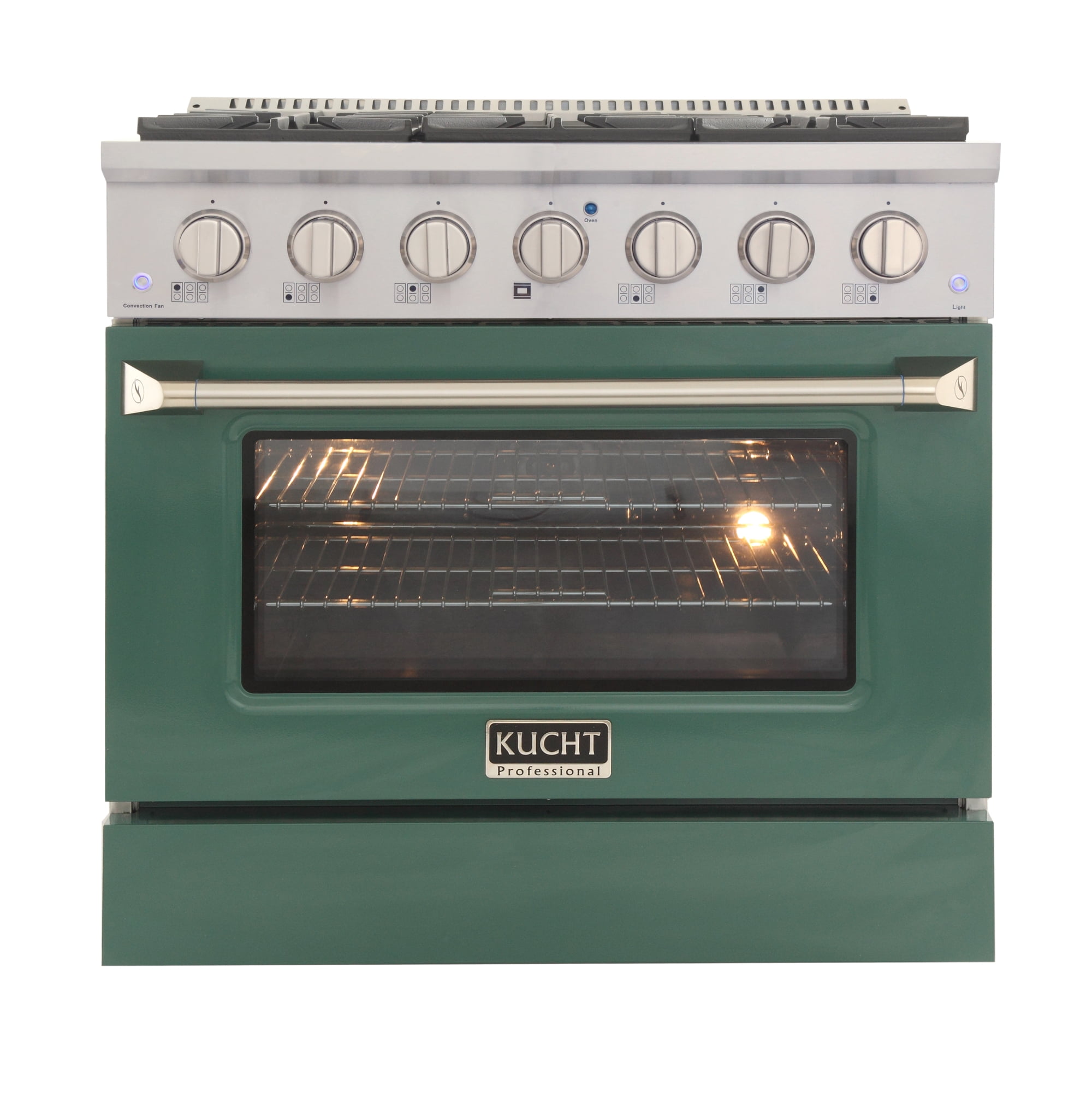 36-inch Green Stainless Steel Dual Fuel Range with Convection Oven
