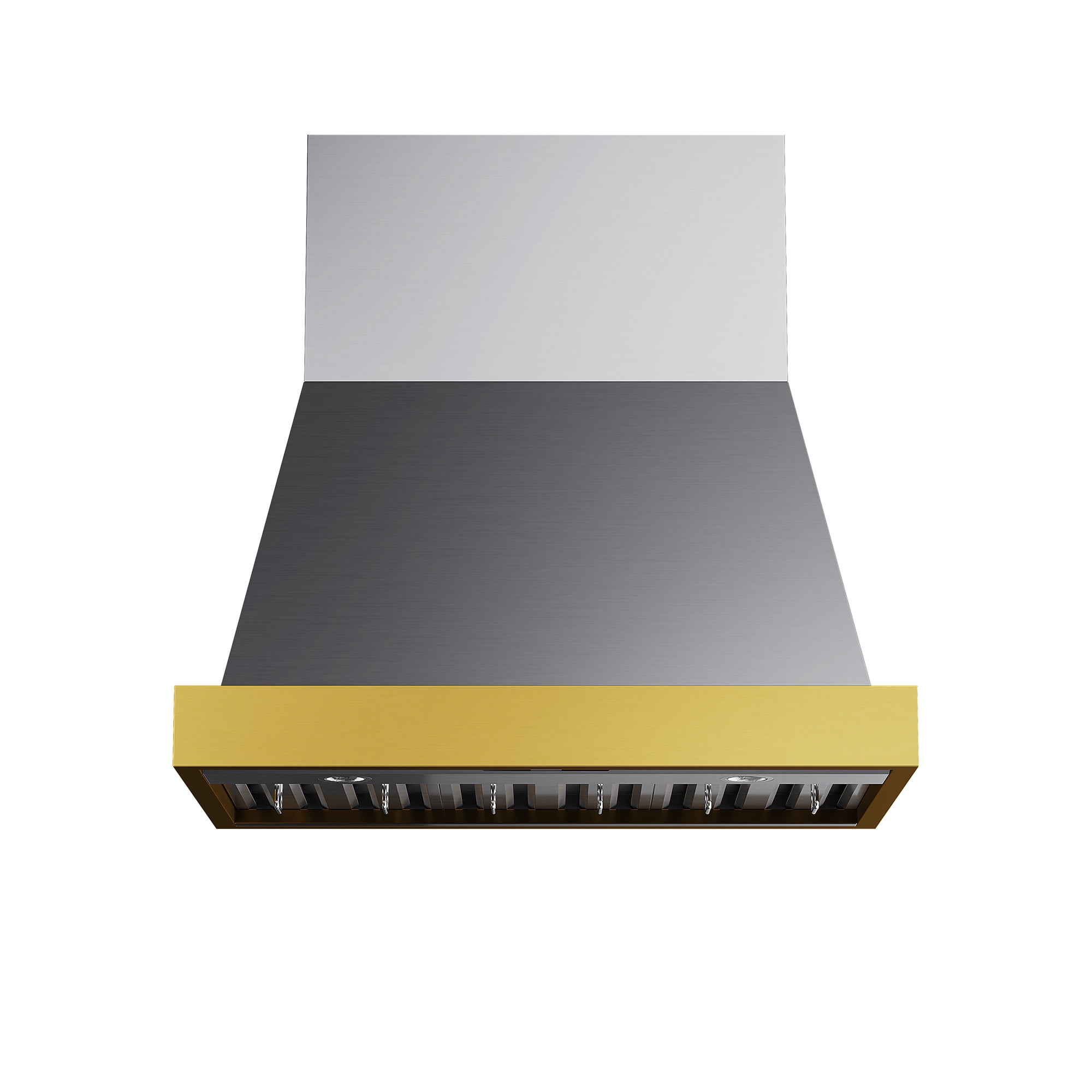 36 in. 600 CFM Wall Mounted Range Hood in Stainless Steel with Gold Accents