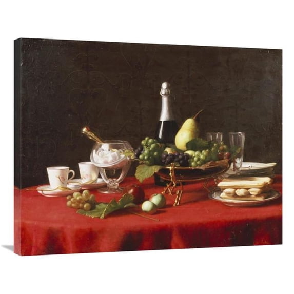 36 in. A Bowl of Fruit & a Bottle of Champagne Art Print - Jules Larcher