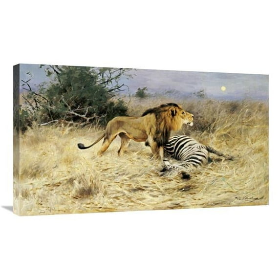 36 in. A Lion with His Prey Art Print - Wilhelm Kuhnert