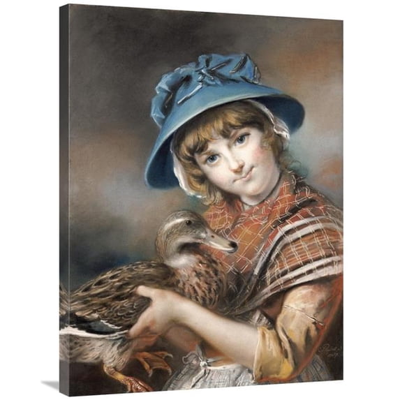 36 in. A Market Girl Holding a Mallard Duck Art Print - John Russell