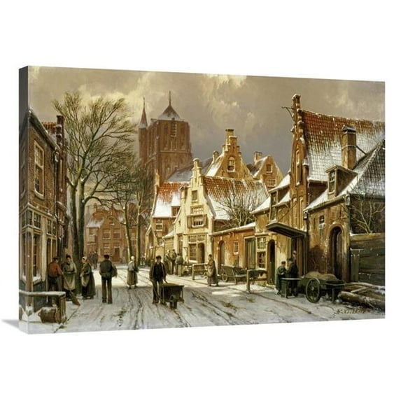 36 in. A Winter Street Scene Art Print - Willem Koekkoek