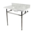 thumbnail image 1 of 36 in. Addington Console Sink with Brass Legs 8 in. & 3 Hole, Marble White & Polished Nickel, 1 of 1