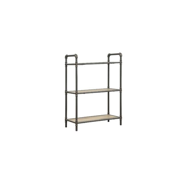 Itzel 26" Antique Oak and Sandy Gray Industrial Bookshelf