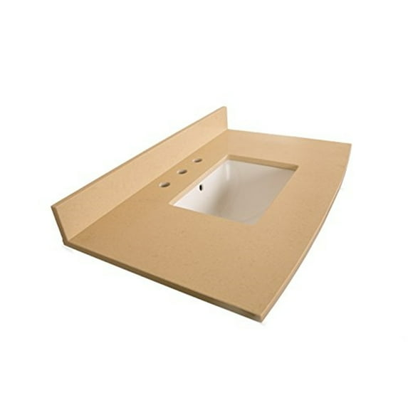 36 in. Beige quartz counter top with rectangular sink