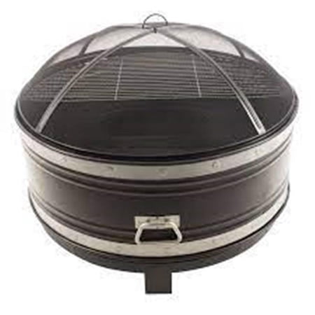 36 in. Black, Galvanized Colossal Round Deep Bowl - Cooking Grid