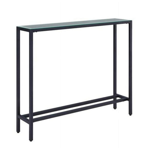 36 in. Black & Gunmetal Mirrored Glass Console Table