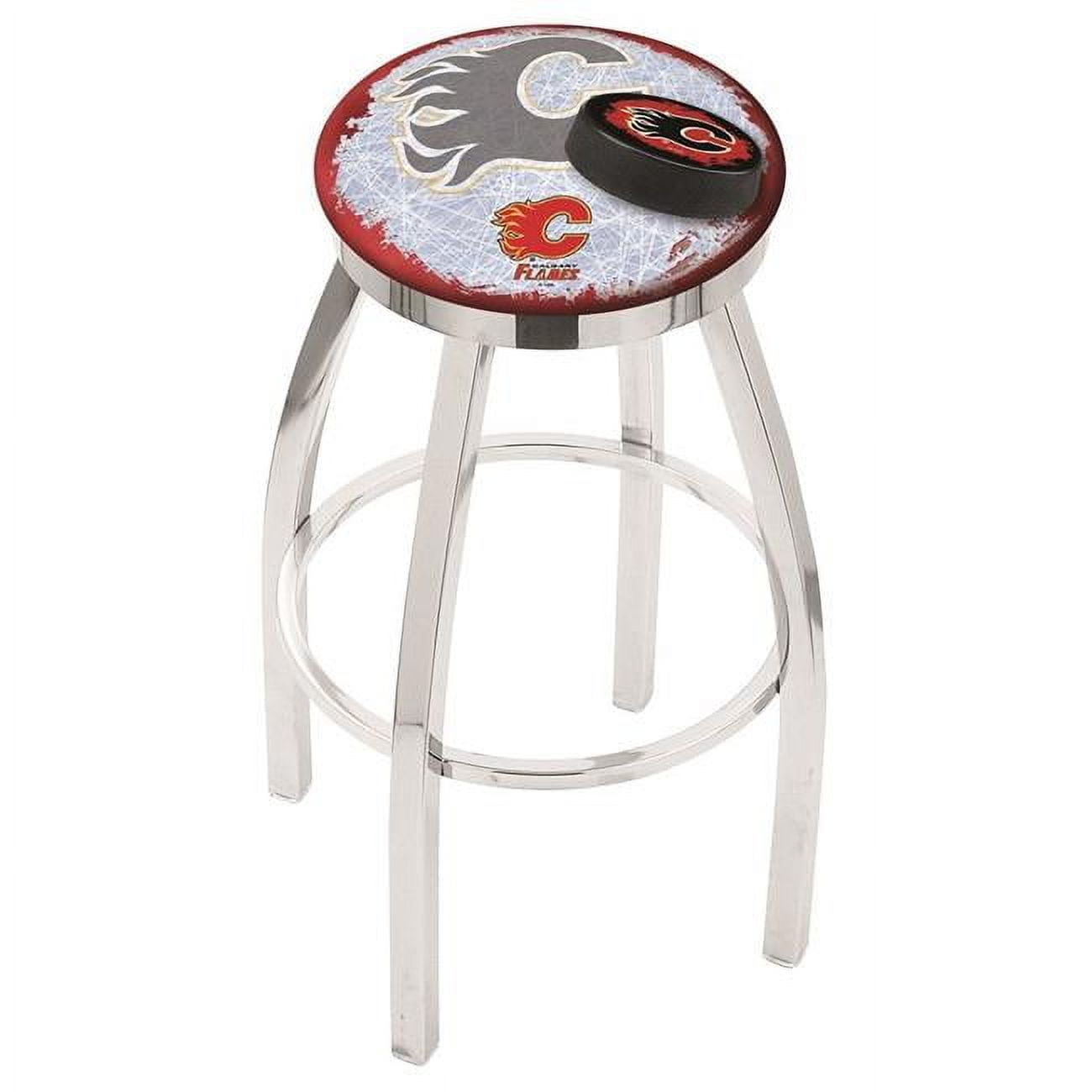 36 in. Calgary Bar Stool with Flames Logo Swivel Seat