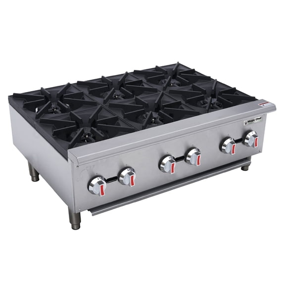 36 in. Commercial 6-Burner Countertop Gas Hotplate in Stainless Steel