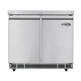 thumbnail image 1 of 36 in. Commercial Refrigerated Prep Station Cold Table, Stainless-Steel Refrigerator with 6 Pan Storage with Cover and Two Adjustable Shelves (KM-RBT-36C), 1 of 12