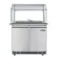 thumbnail image 1 of 36 in. Commercial Refrigerated Prep Station with Sneeze Guard and Buffet Slide, 6 Pans with Covers and Two Adjustable Shelves in Stainless-Steel, ETL Listed (KM-RBT-36CSFG), 1 of 9