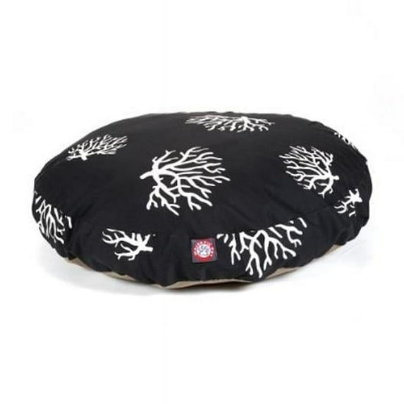 36 in. Coral Round Pet Bed - Black