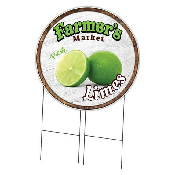 36 in. Corrugated Circular Plastic Sign with Stakes - Farmers Market Limes