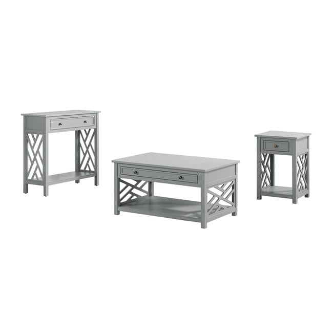 Coventry Casual Gray Pine 3-Piece Table Set with Storage