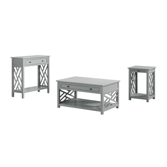 Coventry Casual Gray Pine 3-Piece Table Set with Storage