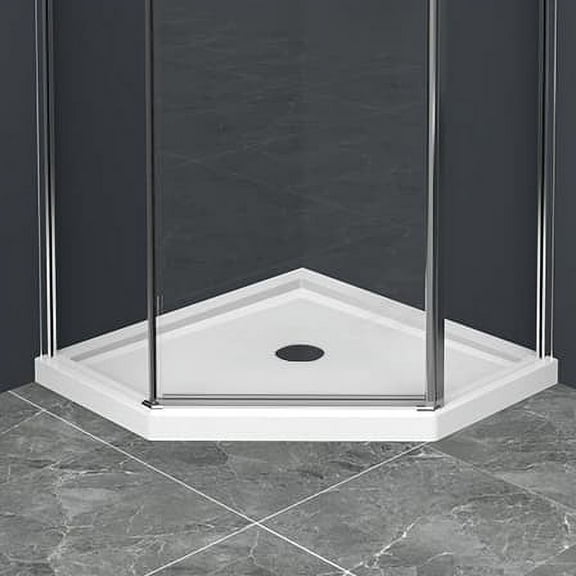 36 in. D x 36 in. W x 3.4 in. H Corner Drain Shower Base in White