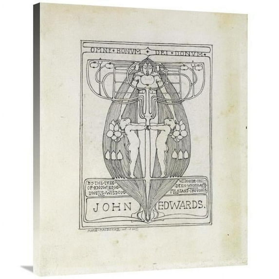 36 in. Design for a Bookplate, 1896 Art Print - Margaret Macdonald Mackintosh