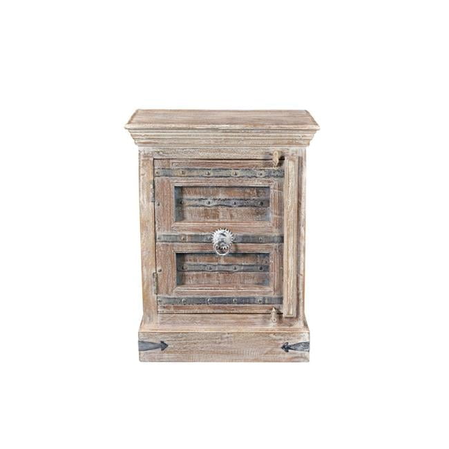 36" Distressed White Solid Wood Rustic Nightstand